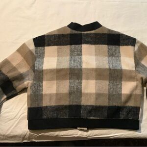 Plaid Bomber Jacket - Black, Brown, Cream